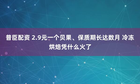 普臣配资 2.9元一个贝果、保质期长达数月 冷冻烘焙凭什么火了