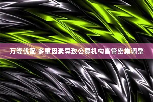 万隆优配 多重因素导致公募机构高管密集调整